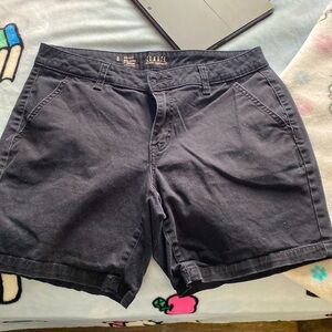 Black-ish shorts, wore during the summer.
